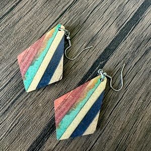 Light weight wood colorful boho earrings